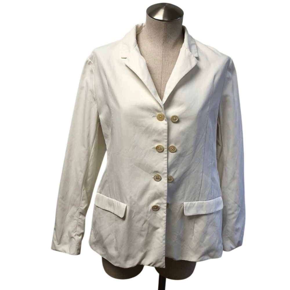 Jil Sander Blazer Womens White Double Breasted Cotton‎ Blend Minimalist Designer